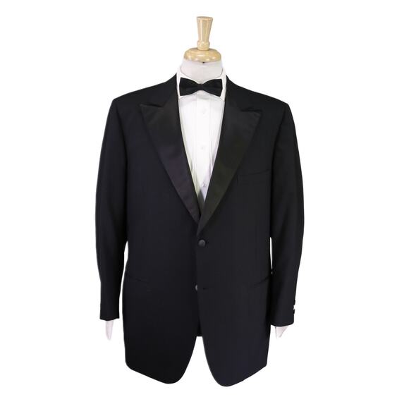 Tom James Other - Tom James Vintage 70s Black Peak Lapel Tuxedo Blazer Jacket Wedding Custom 46R